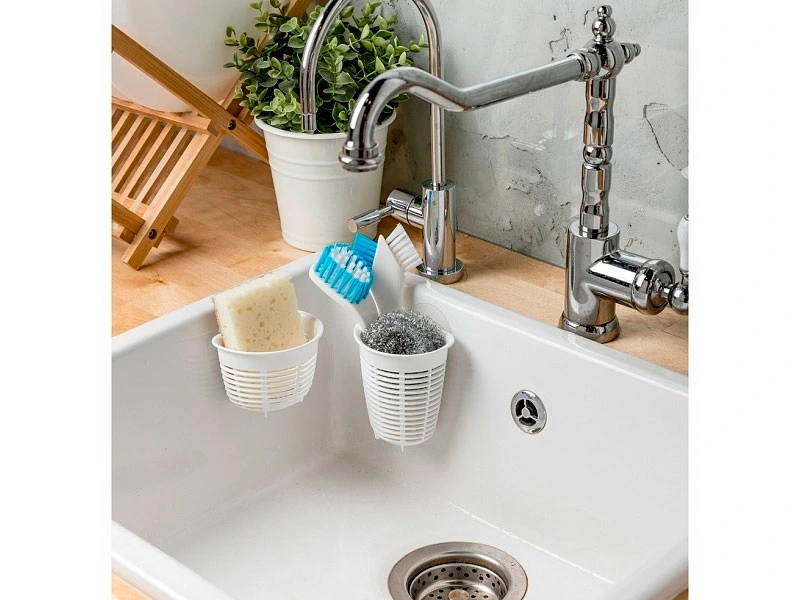 Cos pe ventuze Econova Helper 10X8.5X7cm, pe jumatate oval, alb