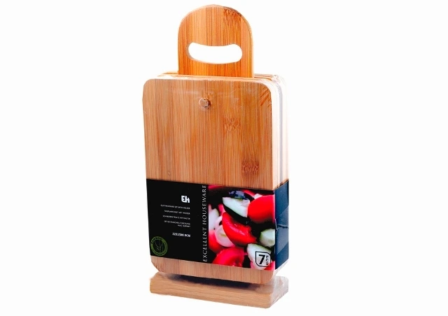Tocator din bambus EH 6buc, 33X15X7cm, pe suport