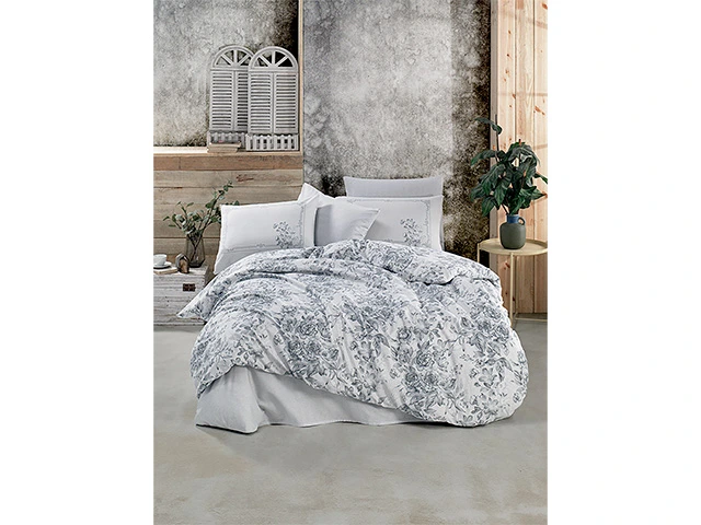 Lenjerie de pat 2pers NH Ranforce Sofrano 5578-02, policoton, gri