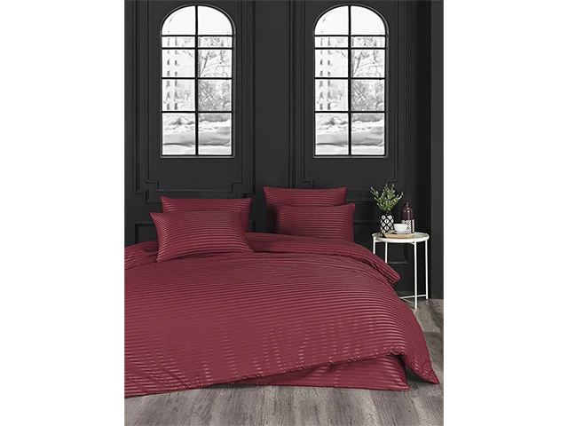 Lenjerie de pat Euro 2 NH Stripe Satin, bordo