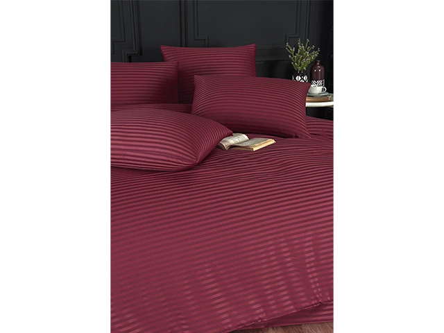 Lenjerie de pat Euro 2 NH Stripe Satin, bordo