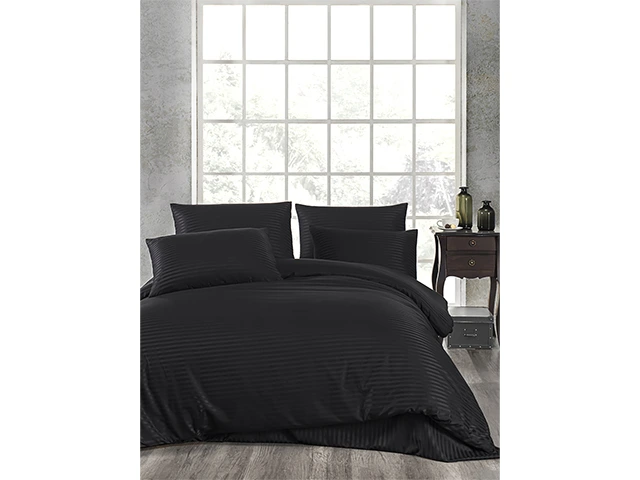 Lenjerie de pat Euro 2 NH Stripe Satin, neagra