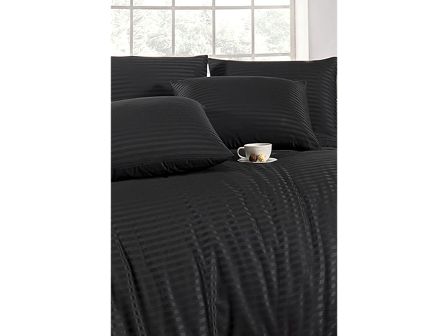 Lenjerie de pat Euro 2 NH Stripe Satin, neagra