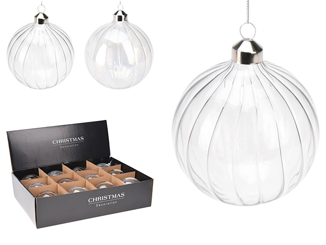 Glob pentru brad de Craciun cu ornamente 100mm, sticla organica , 2 culori