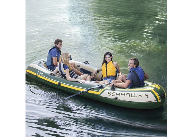 Barca gonflabila “Seahawk 4” cu vasle și pompa, 351x145x48 cm, până la 480 kg