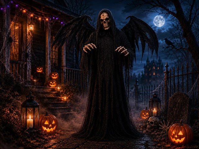 Decoratiune LED Halloween cu lumini, miscare si muzica 