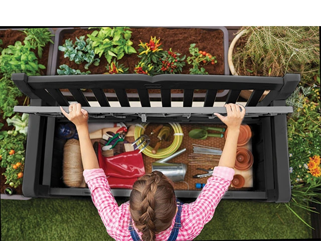 Banca Eden Bench 140X60X84 cm cu lada pentru depozitare 265 l, gri