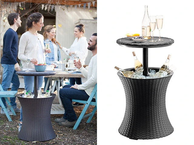 Masa-transformer Keter Cool Bar Rattan, 49.5X49.5X57- 82.5 cm, antracit