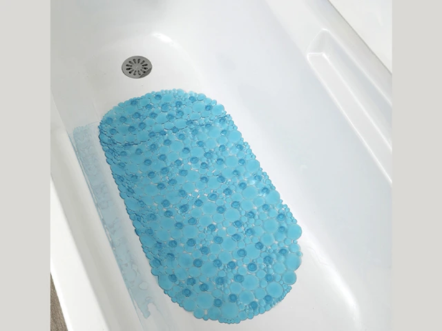 Covoras de baie oval 36X69cm Tendance Bubbles, verde-albastru, PVC