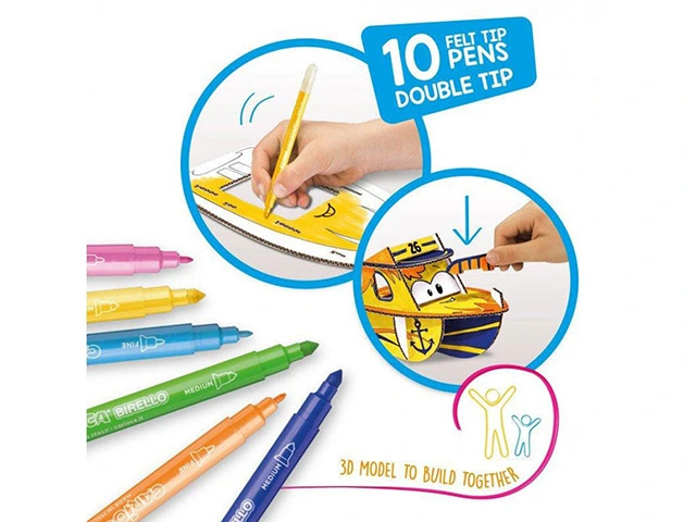 Set creativ Carioca Create&Color 3D-puzzle Jet Junior cu carioci 10 buc