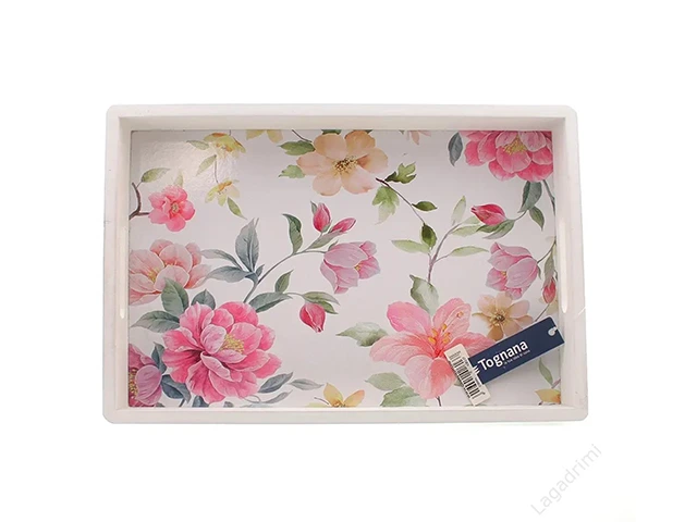 Tava de sevire Tognana Wild Rose 30X20X4 cm, cu manere, din lemn