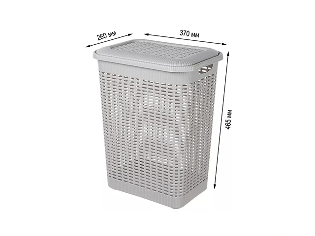 Cos pentru rufe cu capac Econova 30l, 37X26X46.5cm, gri deschis