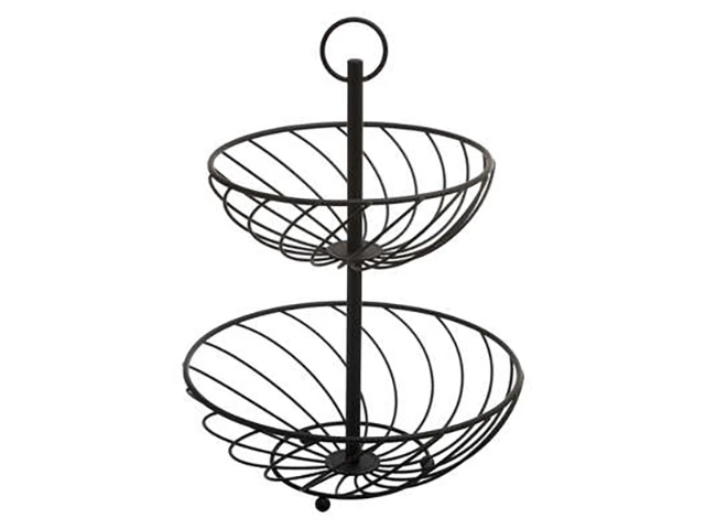 Suport pentru fructe SG 27X34cm, metal negru, 2 nivele