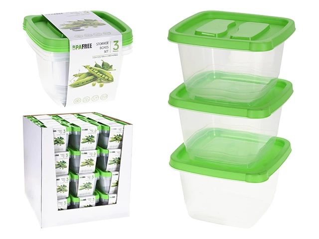 Set caserole pentru pastrare/inghetare/ microunde 3buc, 1.36l, verde