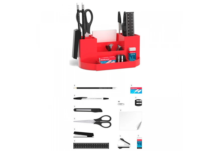 Set de birou ErichKrause Victoria Classic, 14 articole, rosu
