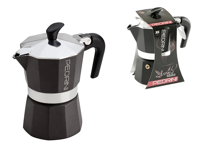 Ibric de cafea pentru 3 cani Pedrini, din aluminiu, аntracit
