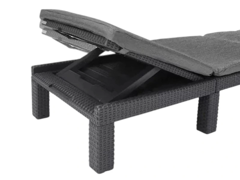 Sezlong reglabil Daytona Deluxe 187X58X29 cm, saltea, gri
