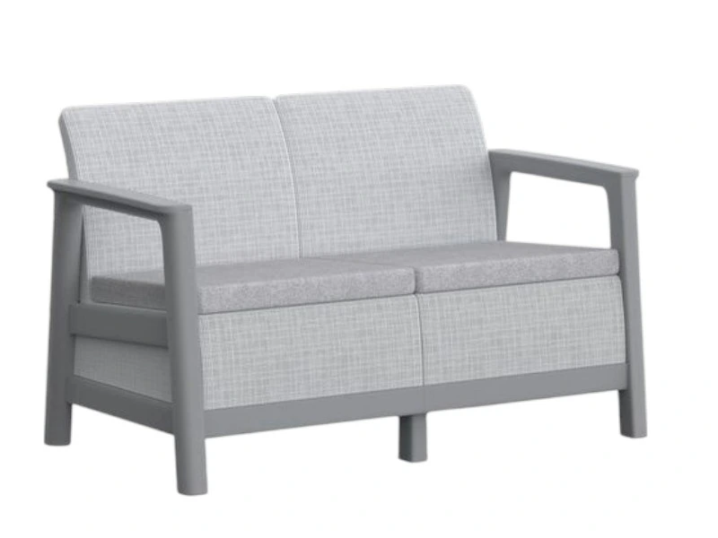Set mobilier Scandi 8 unitati: masa 52X75X40 cm, 2 fotoli 70X73X77 cm, canapea, gri