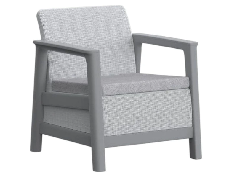 Set mobilier Scandi 8 unitati: masa 52X75X40 cm, 2 fotoli 70X73X77 cm, canapea, gri