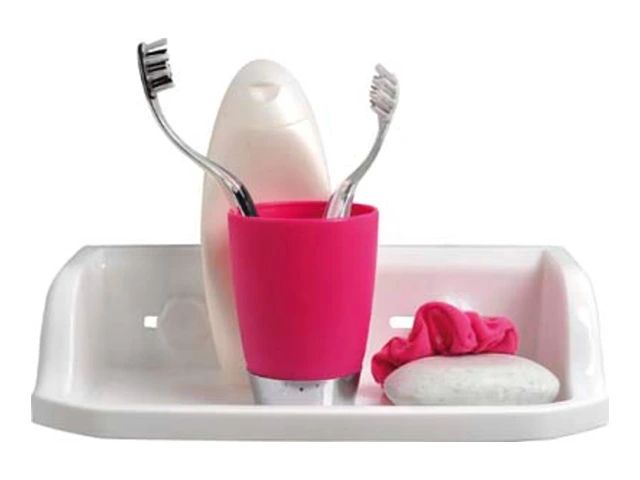 Raft din plastic pe ventuze Evideco 30X17X7.5cm, alb