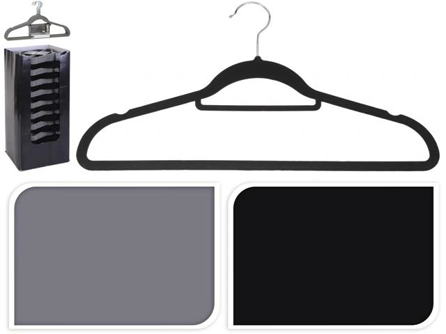Set 10 umerașe din plastic pentru costume Storage, negru/gri