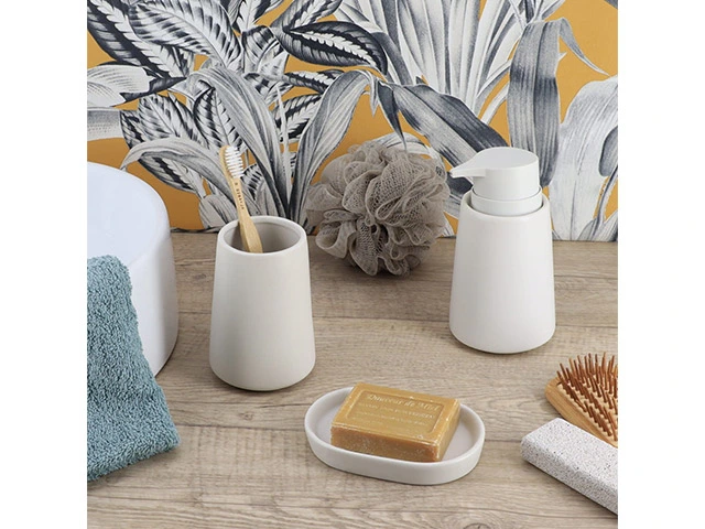 Pahar pentru periute de dinti Tendance Solid, alb, din ceramică