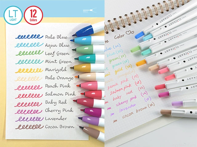 Set marker Light Zebra Clickart, 0.6 mm, 12 culori deschise