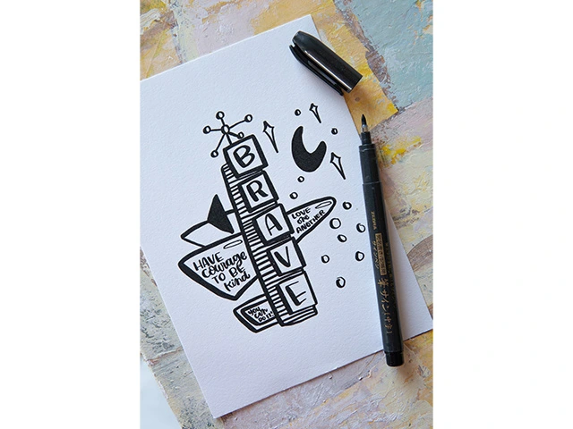 Pix cu varf tip pensula pentru caligrafie WF3 Dark grey