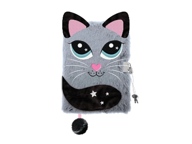 Jurnal cu lacat, A5, 96 foi, 3D My Little Friend Gray Cat, coperta plus