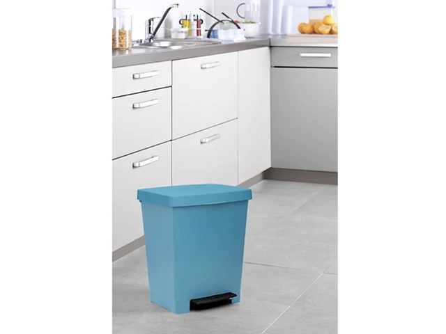 Cos pentru gunoi cu pedala Tatay Cubik 23 l, 33.5X30X39 cm, albastru