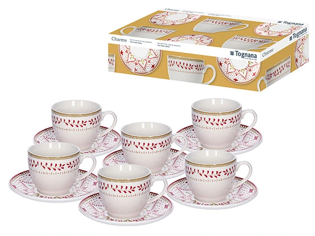 Set 6 căni cu farfurioare Tognana Florence, portelan