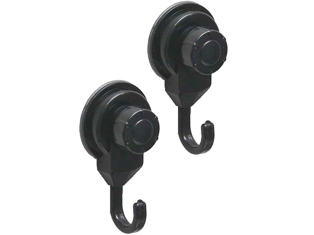 Cuiere pe ventuze Tendance 2buc, 4.5X3.5X8.7cm, negre, din plastic