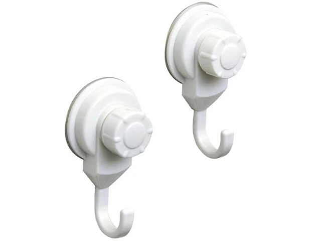 Cuiere pe ventuze Tendance 2buc, 4.5X3.5X8.7cm, alb, din plastic