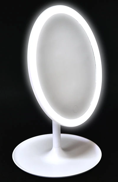 Oglinda de masa pe picior ovala LED Tendance, alba