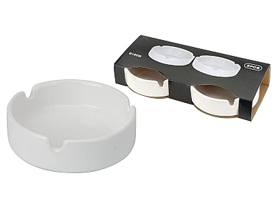 Scrumiera din plastic cu capac 10X6cm alb/neagra