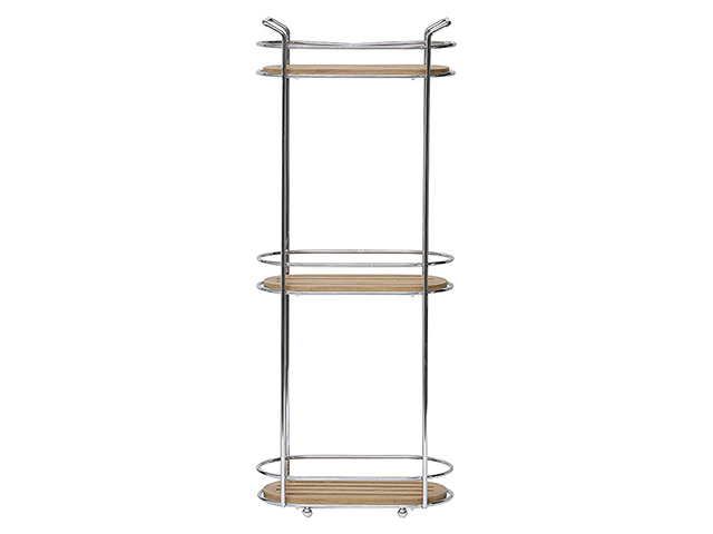Raft cu 3 nivele oval Tendance 24.5X13.5X62.5cm, crom/bambus