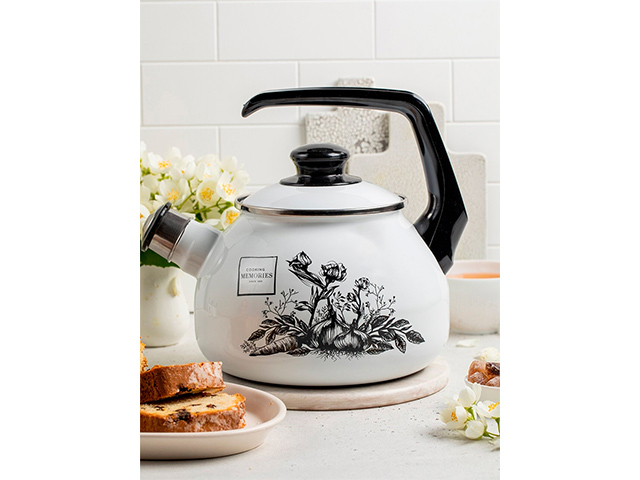 Ceainic emailat Black Rose 2.5l cu fluer