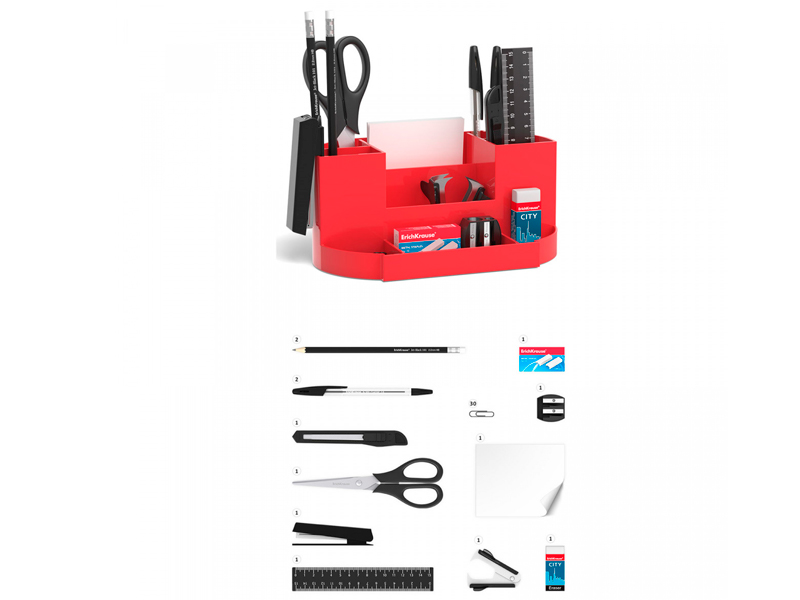 Set de birou ErichKrause Victoria Classic, 14 articole, rosu