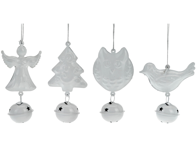 Decoratiune pentru brad cu clopotel rosu/alb 11cm