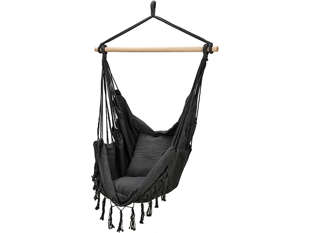 Hamac- scaun suspendabil textil 100X130 cm, max 120 kg, negru, poliester