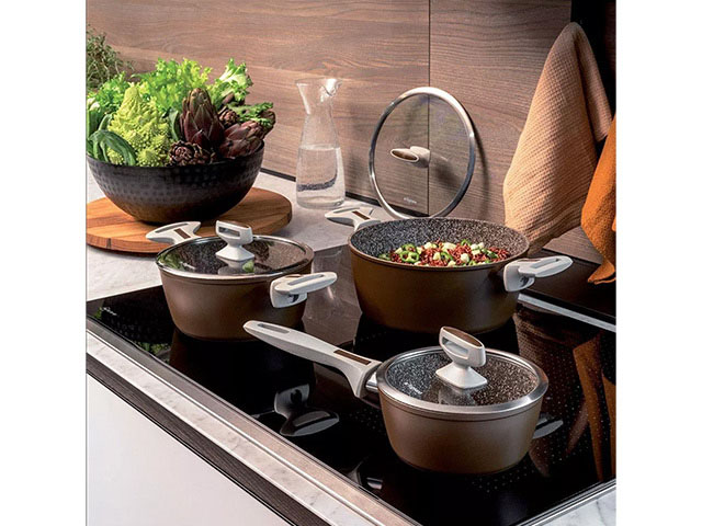 Set de vase antiaderente Tognana Pearlbrown Stone, 8 buc