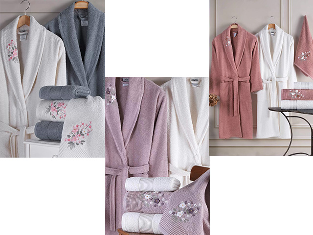 Set pentru baie NH Mimoza Family: 2 halate, 2 prosoape 50X90 + 2buc 70X140