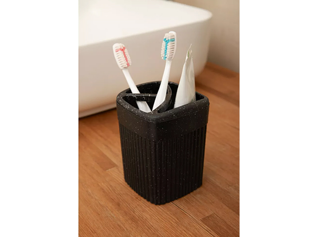 Pahar pentru periute de dinti Econova Velvet 9X9X12cm, granit negru