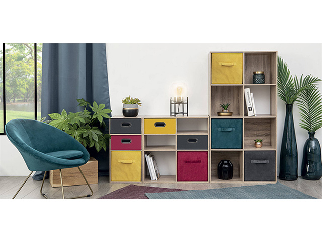 Cutie 5Five 31X31X31cm cu maner, albastru marin, velur