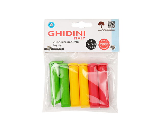 Set clame de fixare pentru pachete Ghidini Daily 6buc, 6.5cm, plastic
