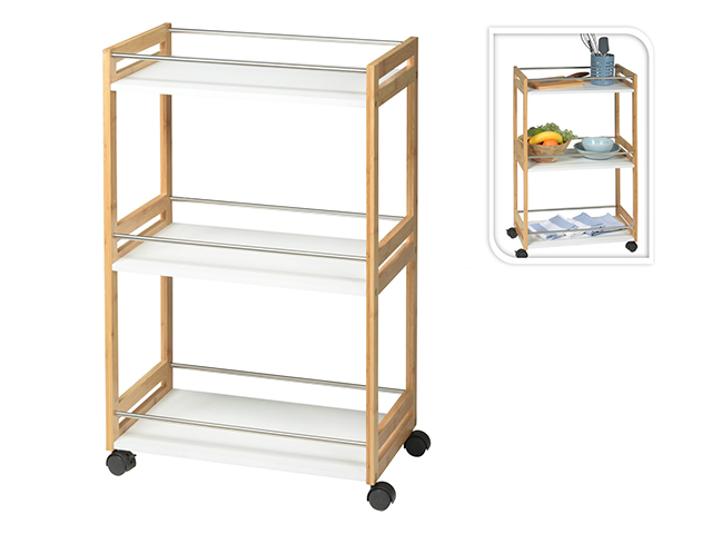 Masa de servit EH 51X30X80cm, lemn, roti, 3 nivele