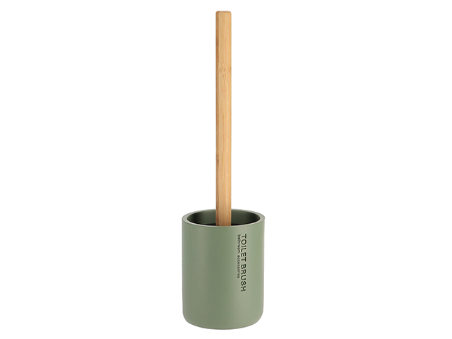 Perie WC cu suport Tendance Kaki mâner bambus, verde, din polirasină