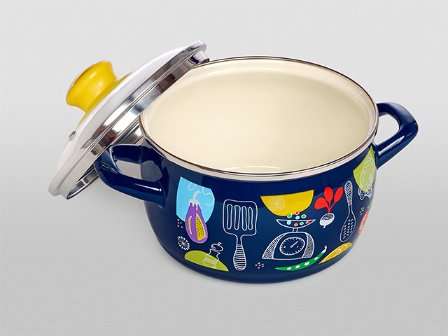 Set cratite emailat Appetit 3buc, capac din sticla