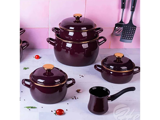 Cratita emailata Bordo Princ 16cm, 2.2 l, capac din metal