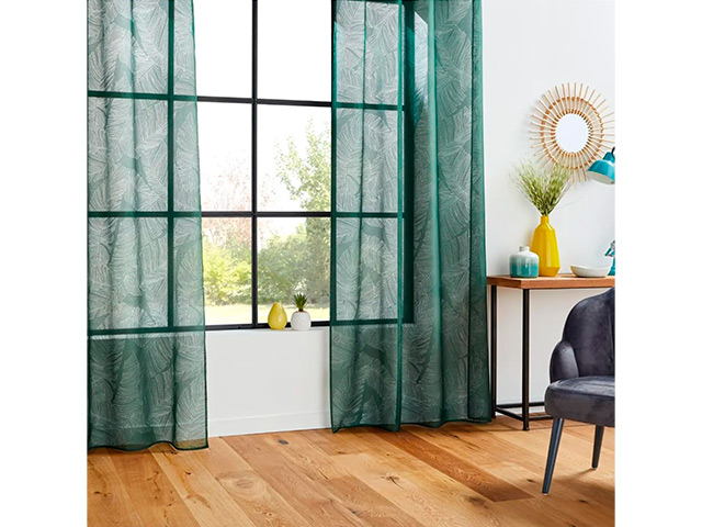 Perdea transparenta 140X240cm Atmosphera Leaf, verde, poliester